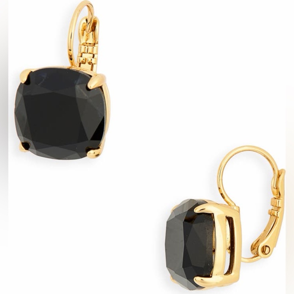 Kate Spade cushion-cut cubic zirconia Square Leverback Jet Black Drop Earrings